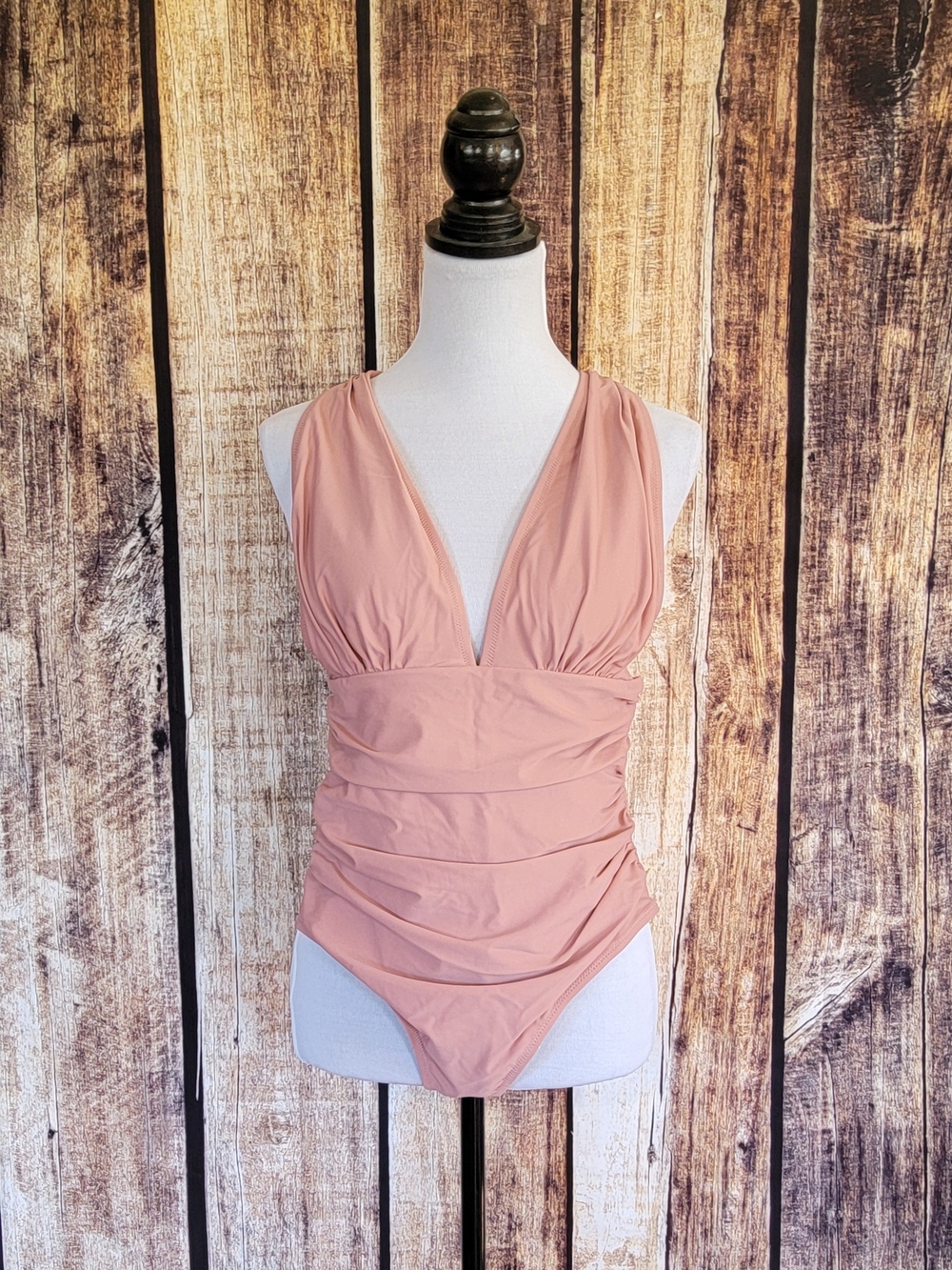 XL Plunge V-Neck One-Piece Swimsuit - Blush NWT